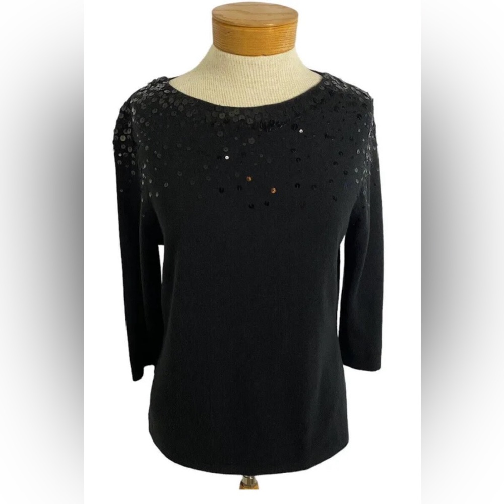 Black plus size Ruby Rd pullover sweater with sequins size 1X